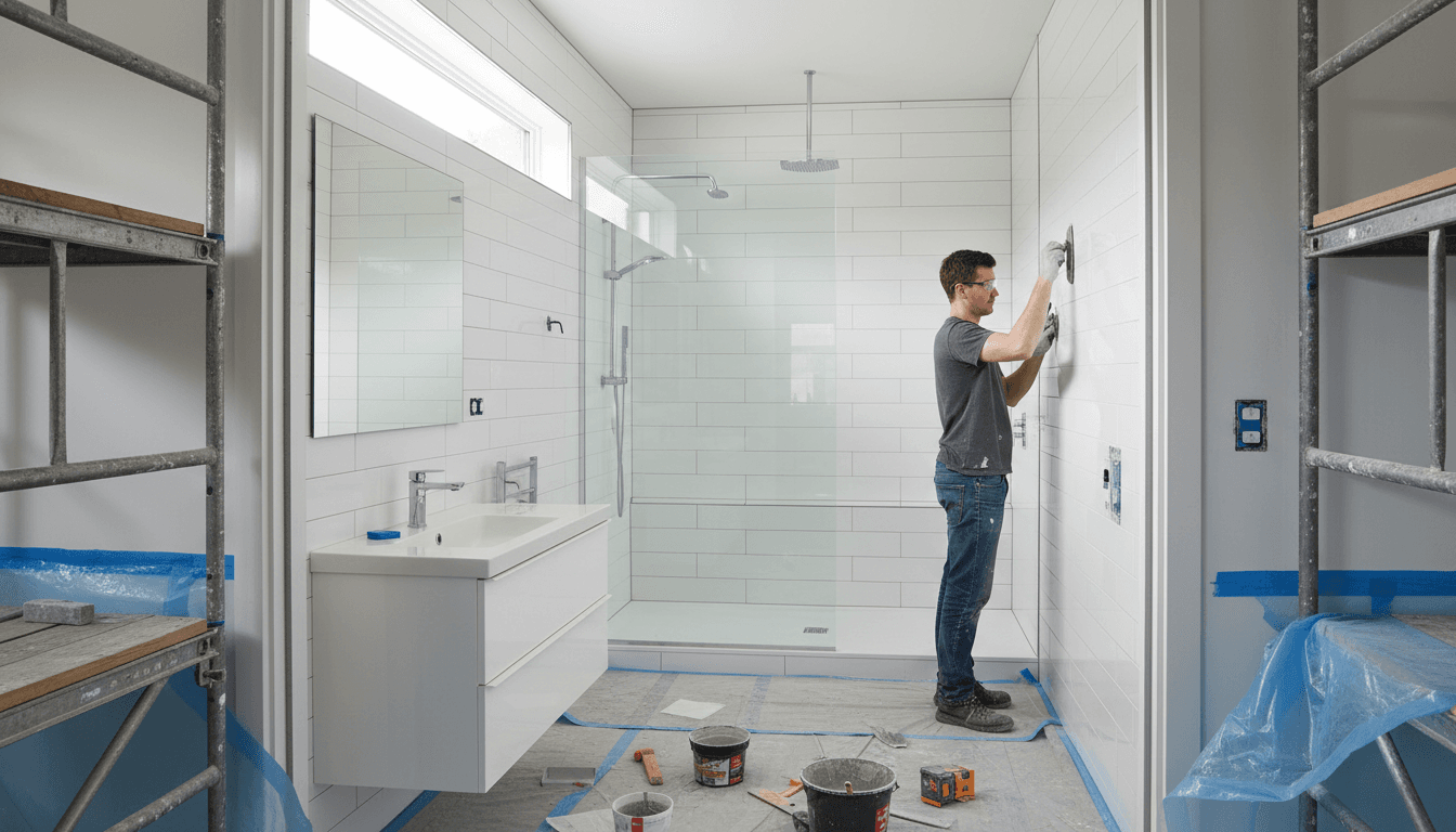 Updated bathroom renovation with modern fixtures